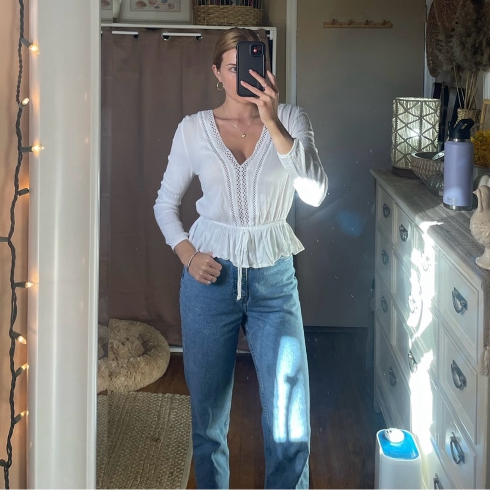 Ambiance Ivory Peplum Blouse - Picture 3 of 5